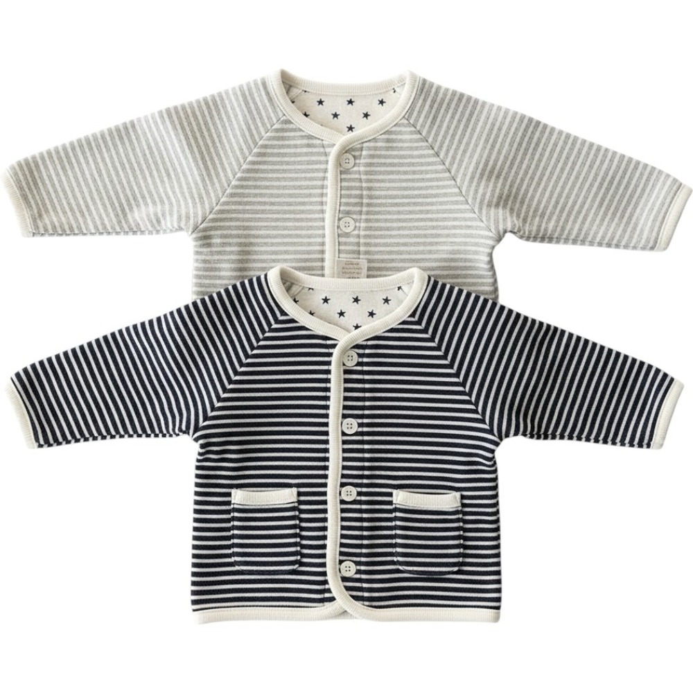 Baby B'gosh Reversible Cardigan Jackets Newborn NB Blue Gray Stars 2-Pack NWT - Picture 2 of 11